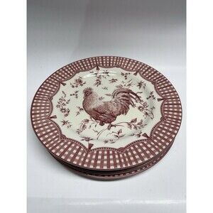 Queen’s Red Rooster Dinnerware Set 18 Pc 6 Plates 6 Salad Plates 6 Bowls